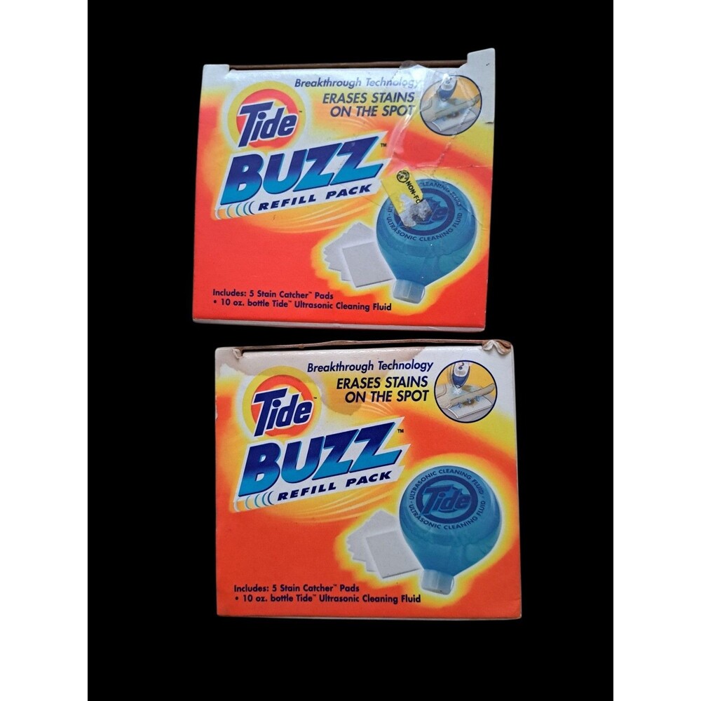 Tide 2 Buzz Refill Pack 10 oz Ultrasonic Cleaning Fluid + 5 Stain Catcher Pads